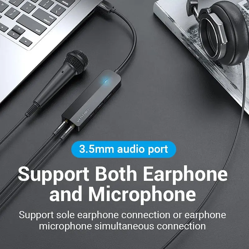 Хаб USB 3.0 -> 3хUSB 3.0/2хTRS Audio/USB Micro 1.0 м. Vention - фото 8