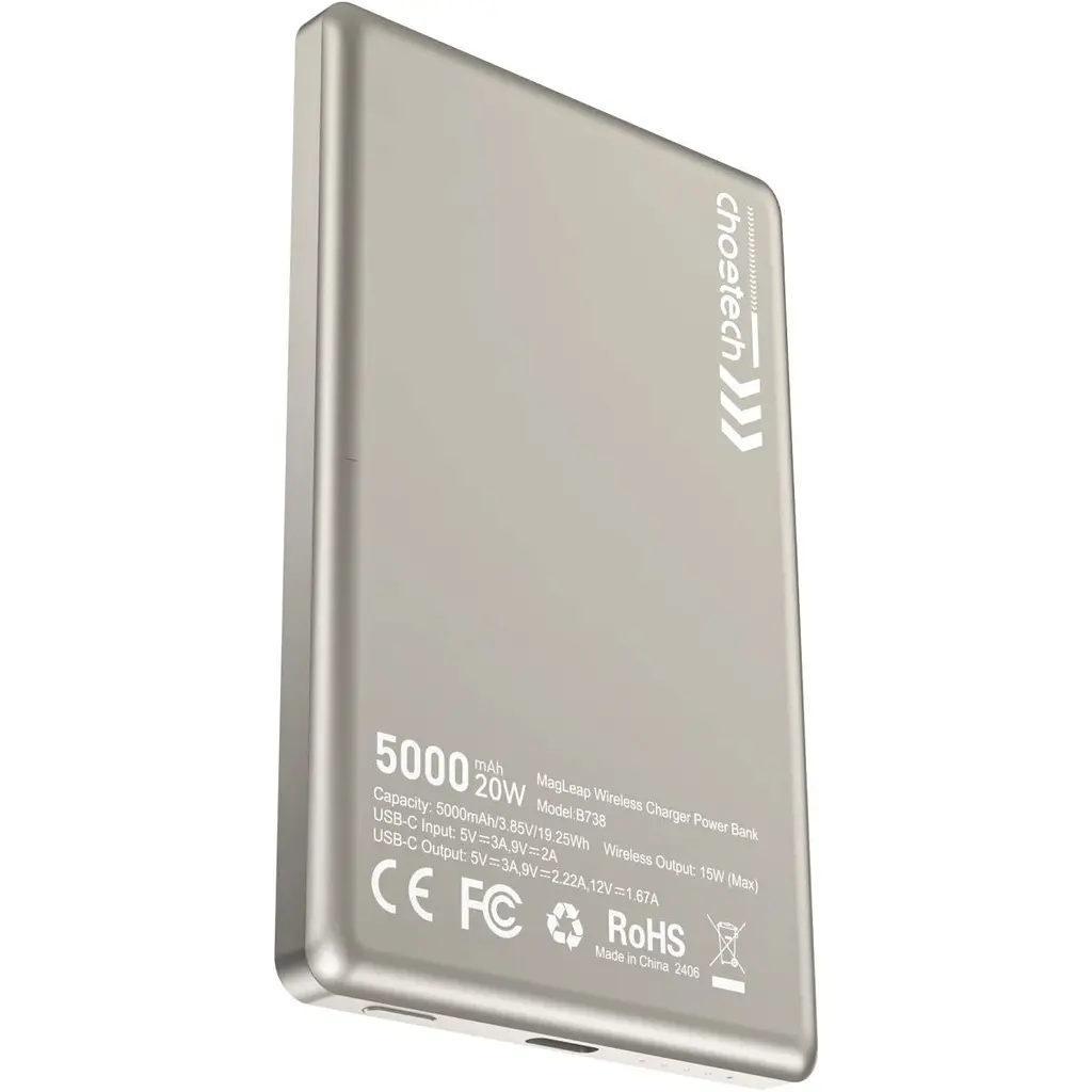 Зовнішній акумулятор Choetech Magnetic Wireless B738-WH 5000mAh 20W White [123967] - фото 2