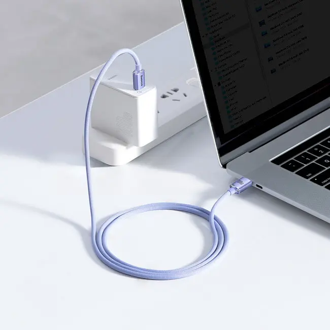 Кабель Baseus Crystal Shine Series Fast Charging Cable Type-C to Type-C 100W 1.2m CAJY000605 Purple - фото 6
