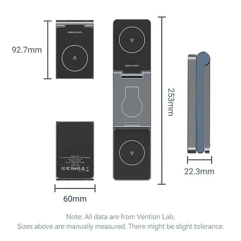 Зарядное устройство Vention 15W 3-in-1 Magnetic Wireless Fast Charger Gray (FGFH0) - фото 2