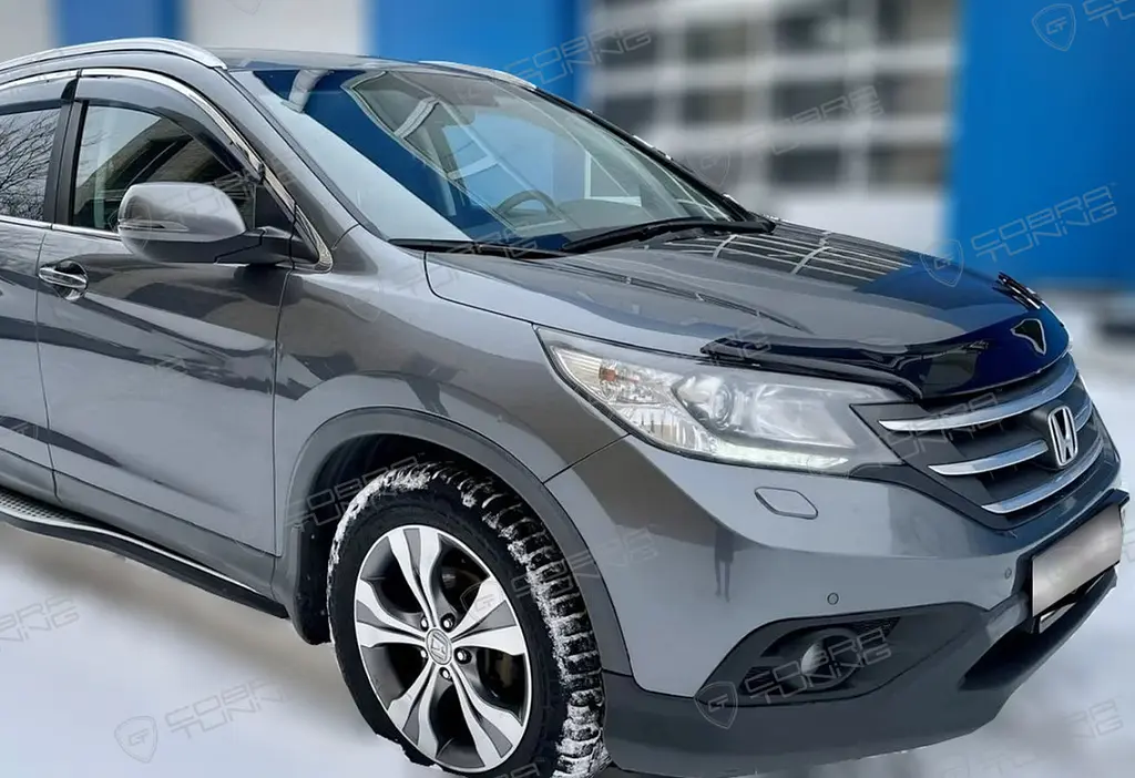 Дефлектор капоту мухобійка Honda CR-V 2012-2017 Євро Кріплення (Vip Tuning) HD55 - фото 2