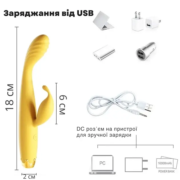 Вібратор-кролик 2 в 1 I'MCUM Royal Rabbit Жовтий (IM-ZDB207) - фото 6