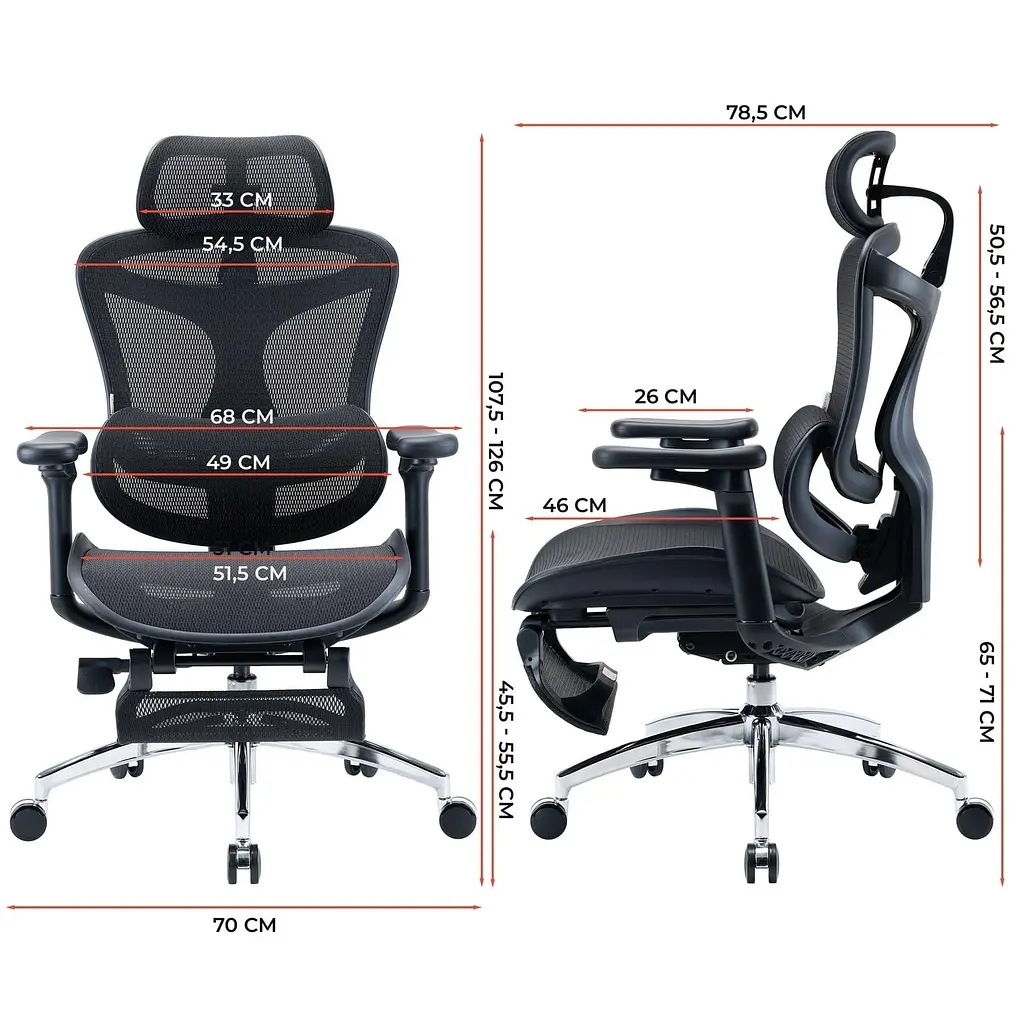 Офісне крісло Sihoo DORO C300L Mesh Black with footrest (DORO-C300L-A3-101-JT) - фото 15