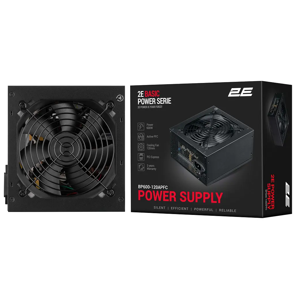 2E Блок живлення Basic Power (600W), 80%, 120мм, 1xMB 24pin(20+4), 1xCPU 8pin(4+4), 3xMolex, 4xSATA, 2xPCIe 8pin(6+2) - фото 8