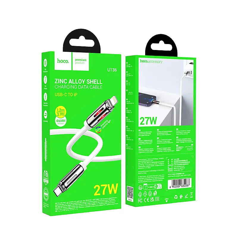 Кабель Hoco U136 Prize PD charging data cable iP White - фото 2