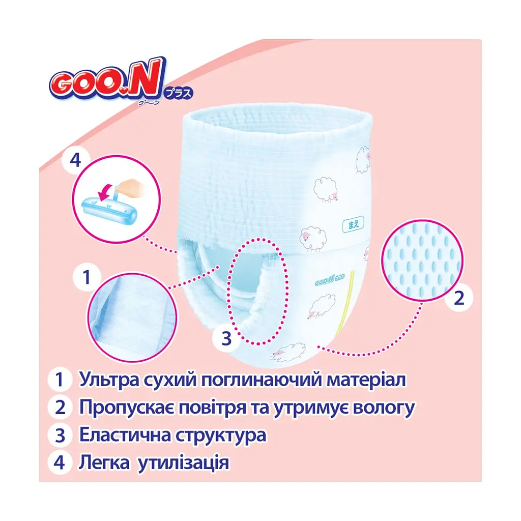 Підгузки GOO.N Plus 9-14 кг Розмір 4 L, 44 шт (21001511) - фото 10