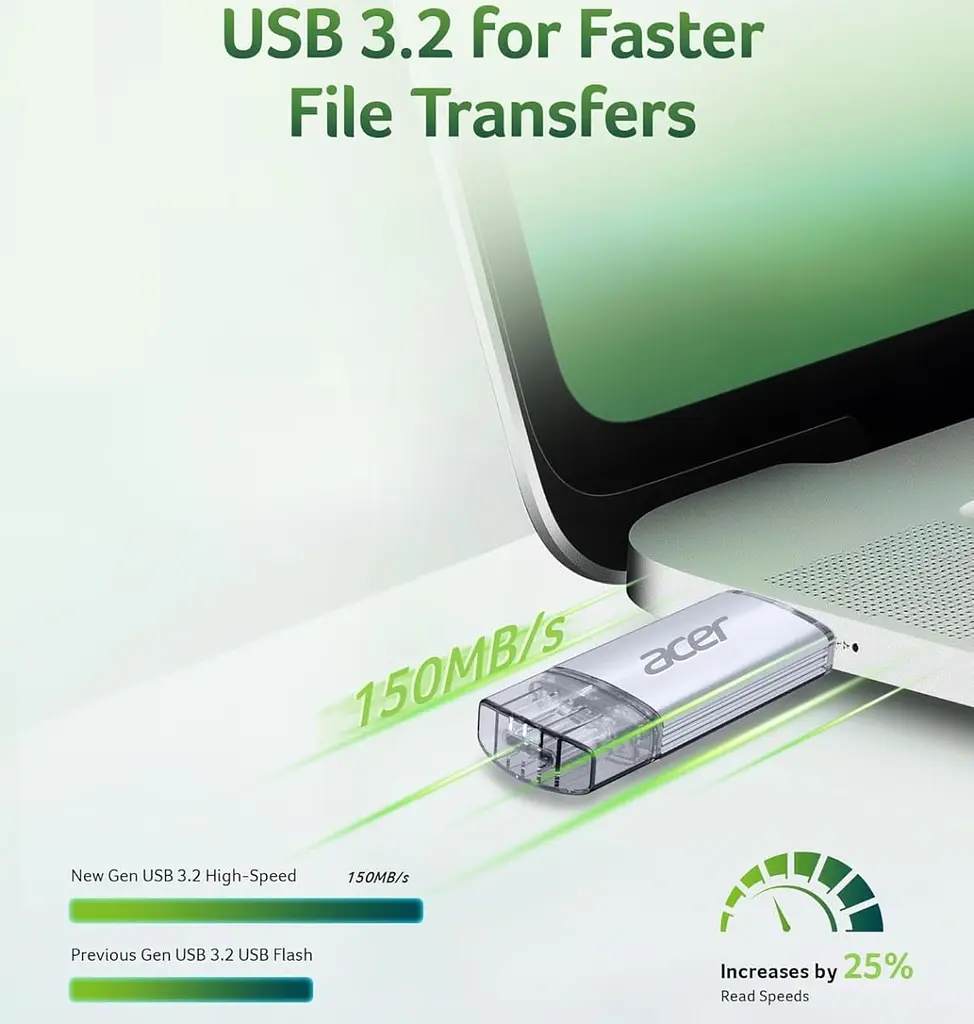 USB Flash Acer UT300 128GB Dual Drive USB-C & USB-A, Retail (UT300-128GB) - фото 3