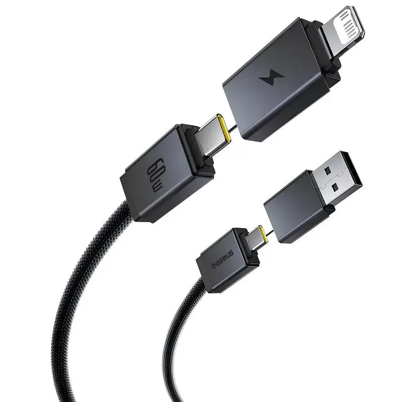 Дата кабель Baseus Versatile Two-for-Two USB/Type-C to Type-C/Lightning 60W (2m) (P10383000) Cluster Black - фото 3