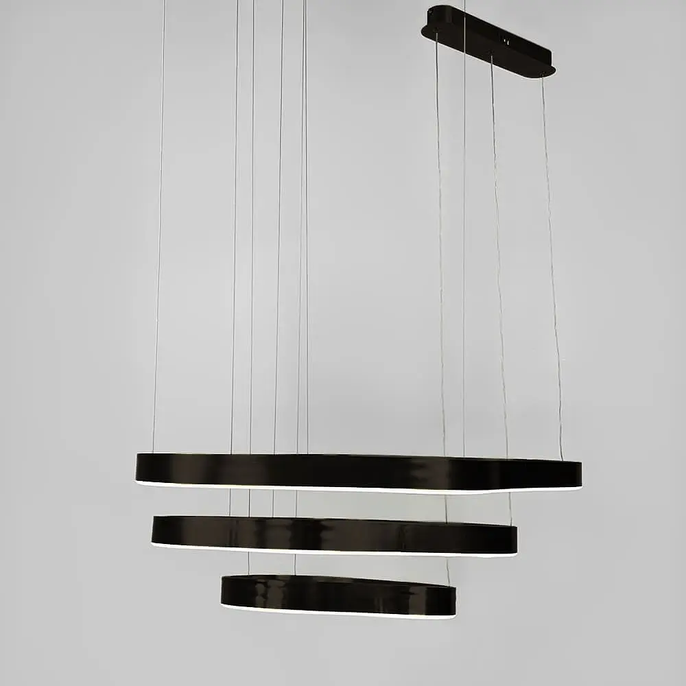 Необычная и эффектная черная люстра на 3 яруса 85+64+40 см | Ст. PCL006-800*600*400 BK | Line F - фото 3