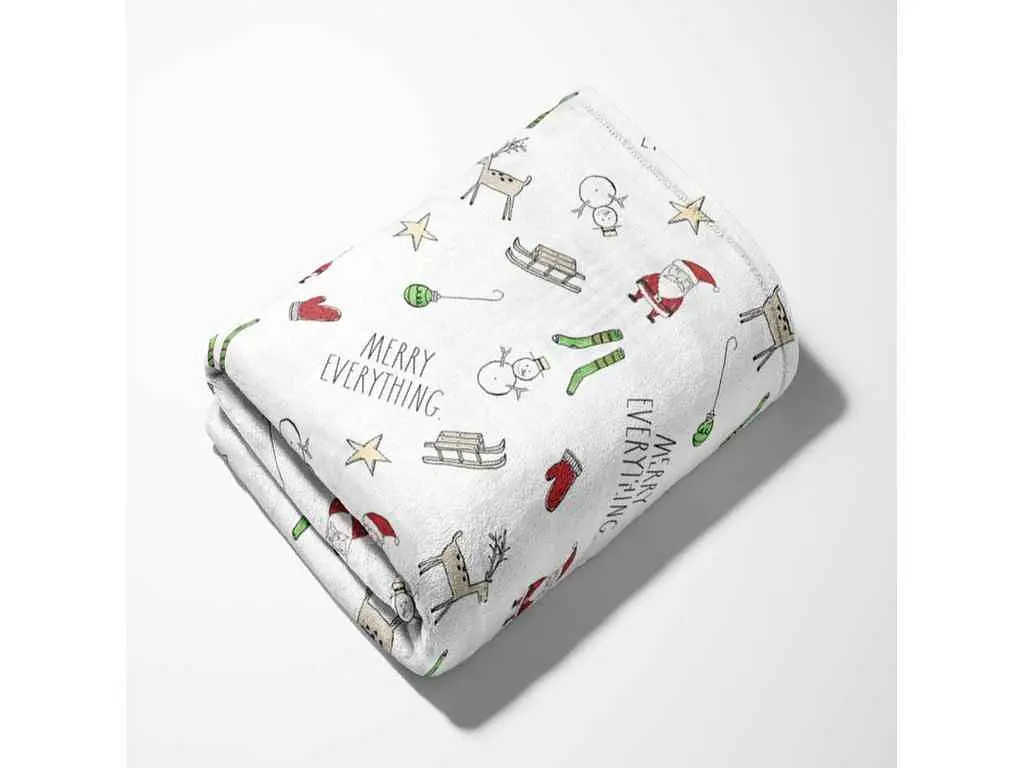 Плед LELIT 180*200 Новорічний Велсофт,Білий Merry everything - фото 2