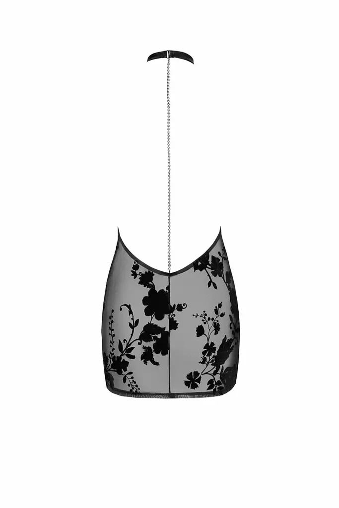Сукня Noir Handmade F313 Mythos, 3XL, black, прозора, міні, відкрита спина, декор зі стразів - фото 6