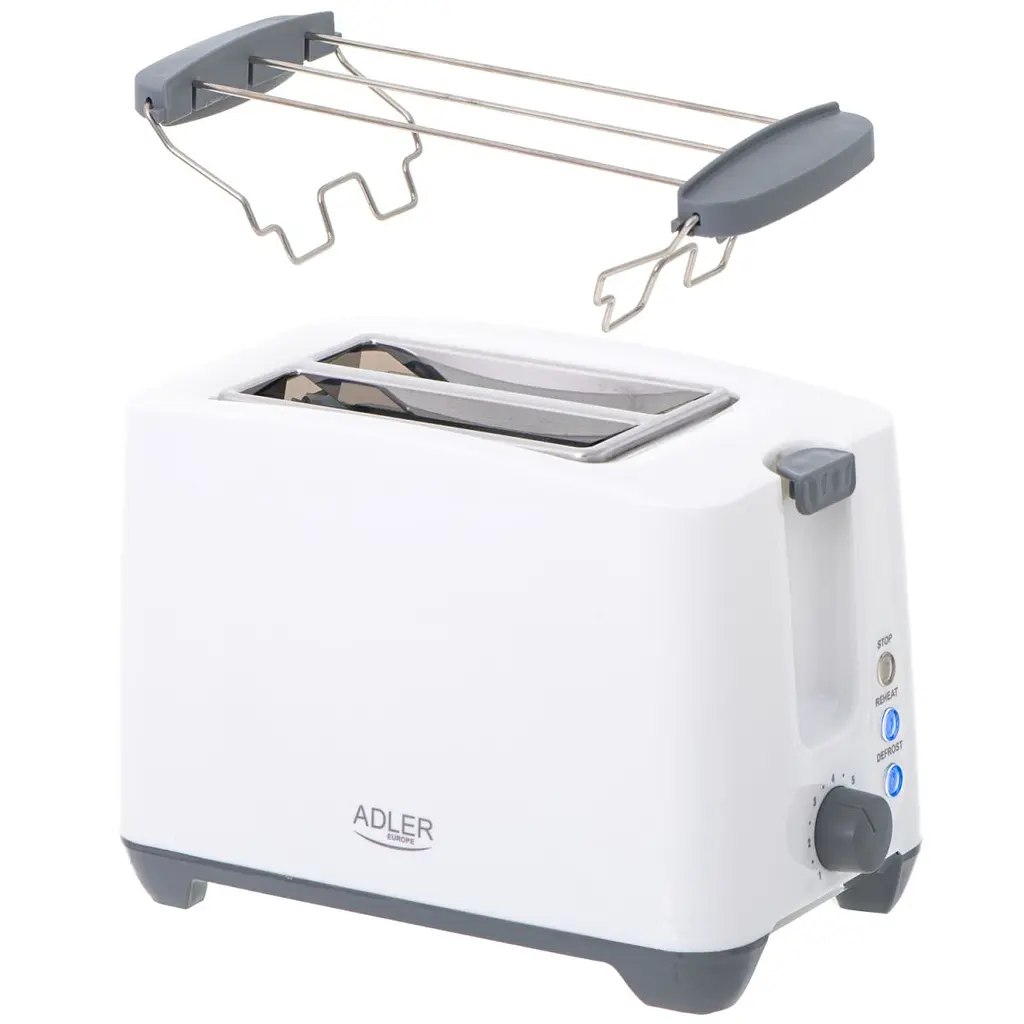 Тостер Adler AD 3216 white 1000Вт/2 відділення/7 режимів підсмажування/розморожування/підігрів булок (AD3216) - фото 6