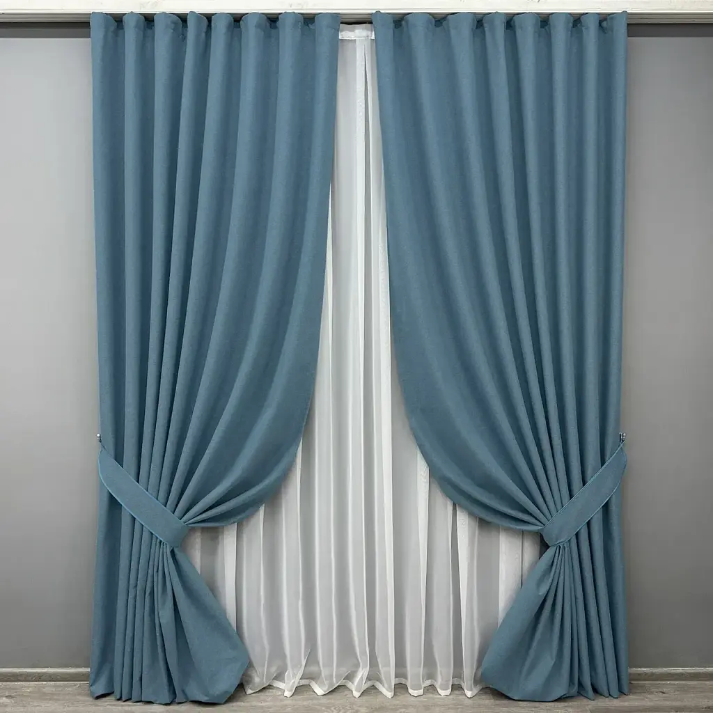Комплект штор VR-Textil Ashen Night блекаут 2 шт 150x290 см синій (1852ш) - фото 2