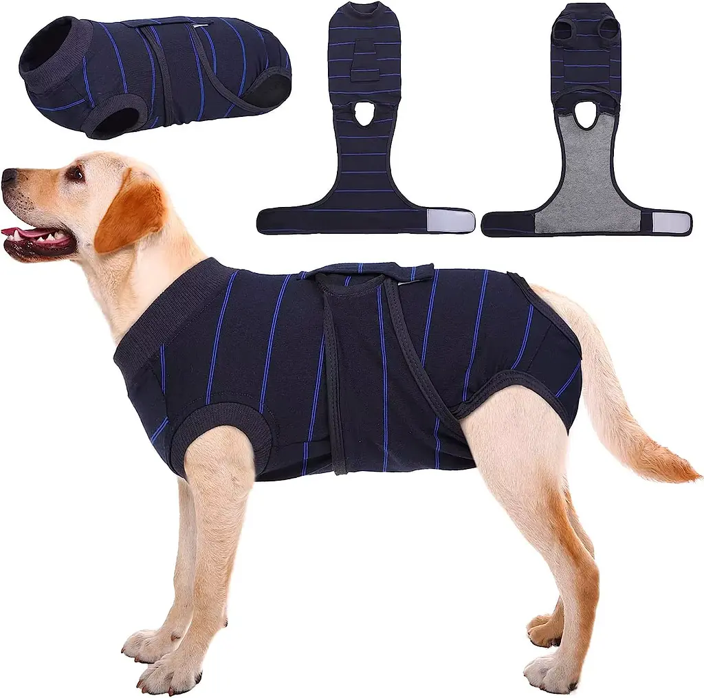 Післяопераційна попона для собак Wan Talk Recovery Suit, Dark Blue Stripe, 6XL - фото 2