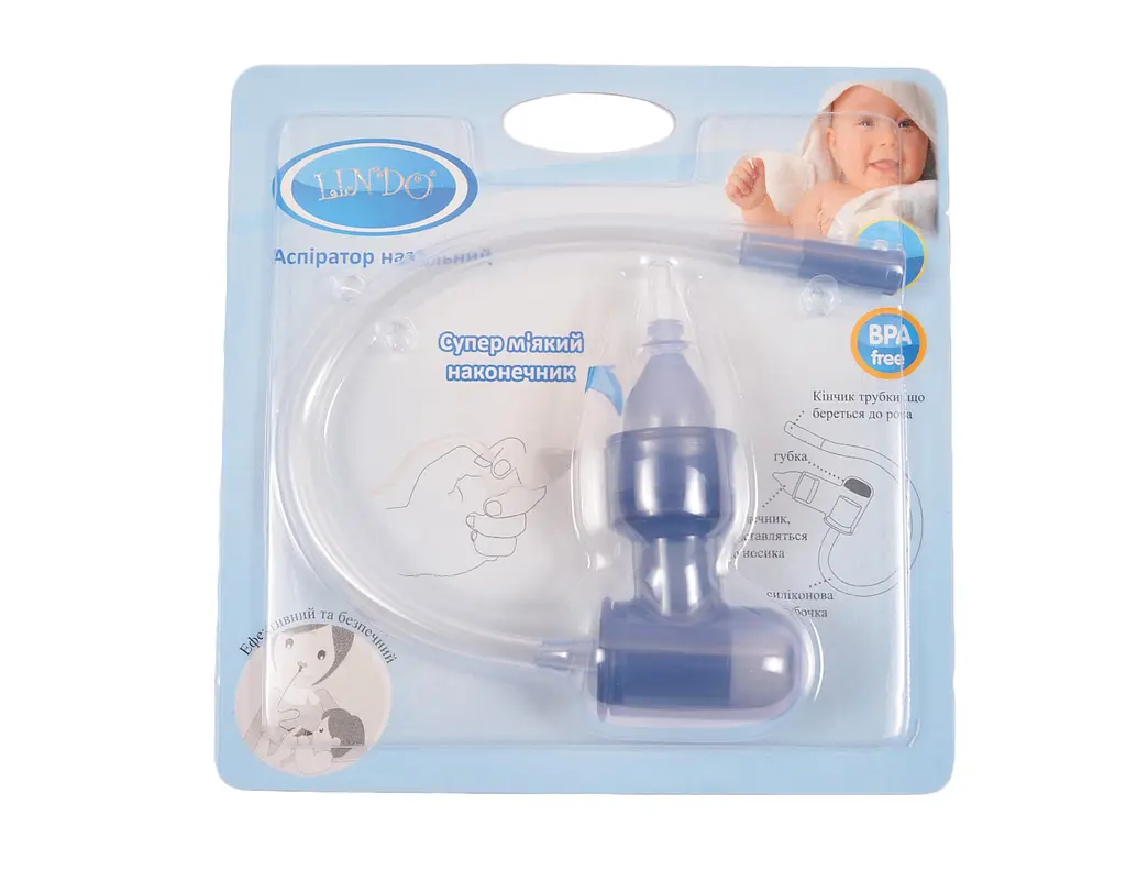 Аспіратор для носа Lindo, з трубочкою, синій (Pk 820 син) - фото 2