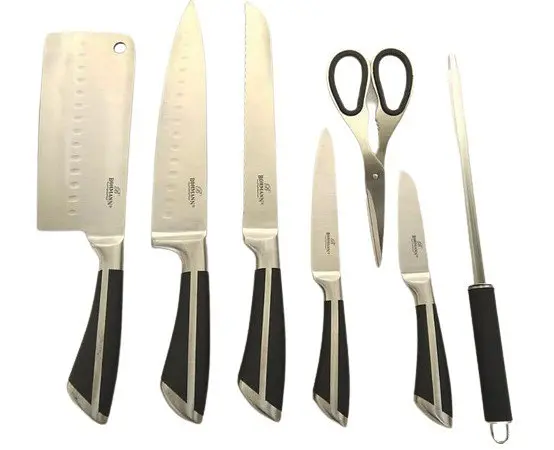 Набор ножей для кухни Bohmann BH-8001-08 из нержавеющей стали с подставкой 8 предметов Черный - фото 2