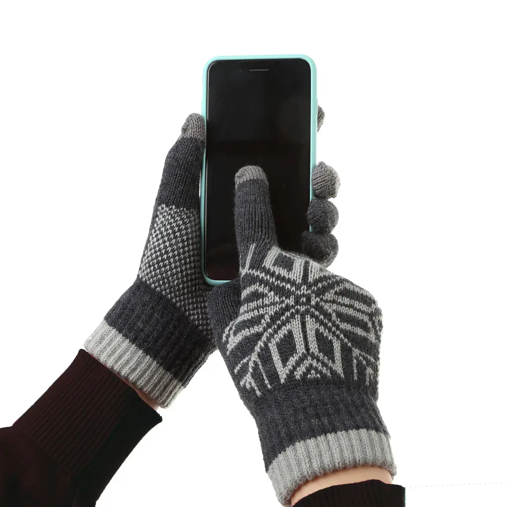 Сенсорні рукавички ArmorStandart Touch Gloves Snowflake з орнаментом Light Grey - фото 3