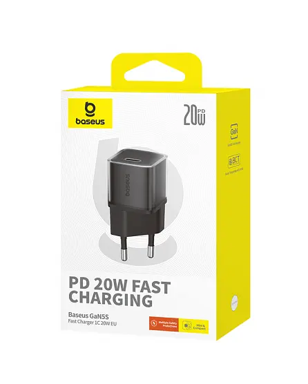 Сетевое зарядное устройство для Baseus GaN5S Fast Charger 1C 20 W EU P10162503113-00 Черный - фото 3