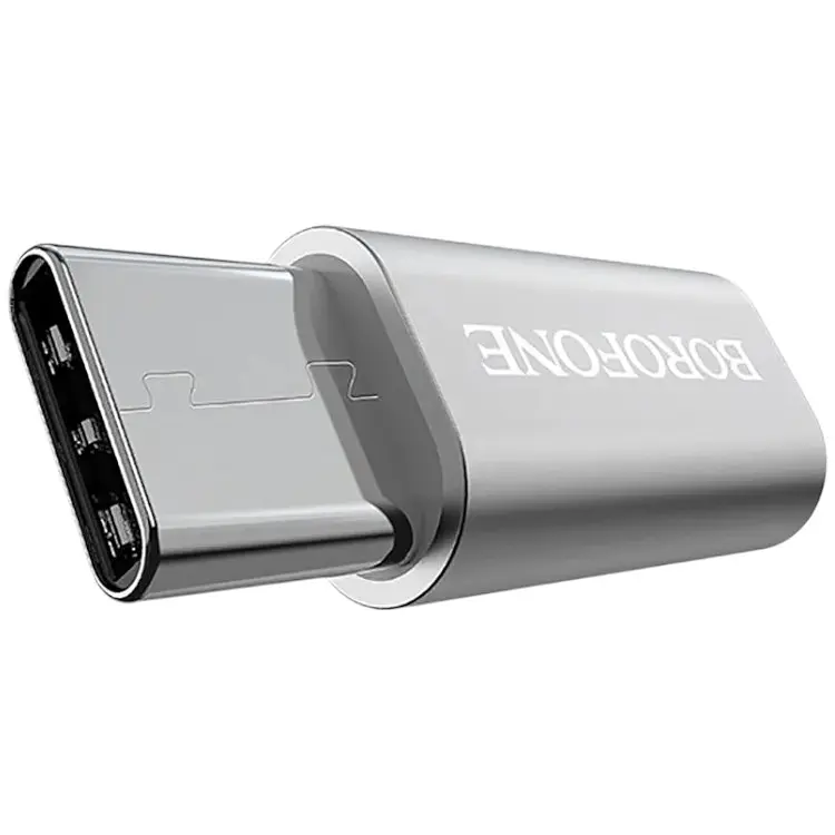 Перехідник Borofone BV4 adapter Micro-USB to Type-C Silver