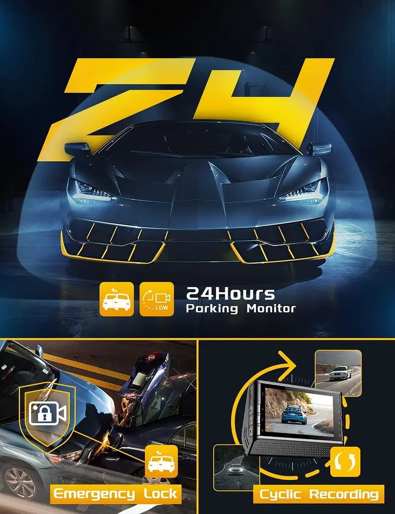 Відеореєстратор IIWEY J01 4K Front Dash Cam з WiFi, Car Dash Cam Корпус з алюмінієвого сплаву, 3-дюймова РК-камера відеореєстратор - фото 4