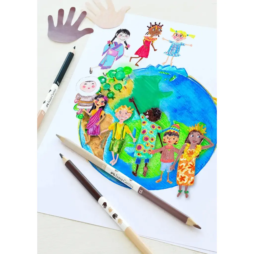 Олівці кольорові Faber-Castell Children of the World 24 кольору тригранні + 3 двосторонніх круглих, (511515) (32332) - фото 10
