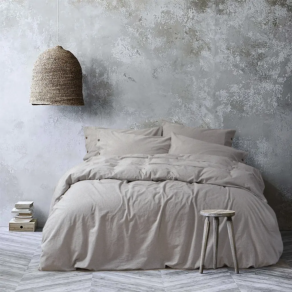 Постельное белье Lotus Home Washed cotton - Solid kahve-bej семейный - фото 3