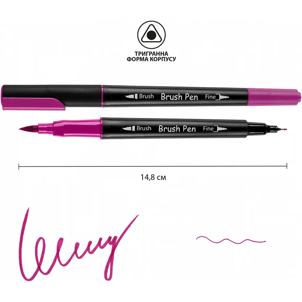 Маркер акварельний Santi Brush Pen SW-13 яскраво-фіолетовий двосторонній 6 шт. (391013) - фото 2