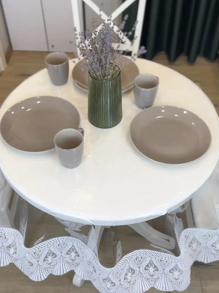 Силиконовая скатерть с белым кружевом Ришелье 15см 350х160 см - фото 8