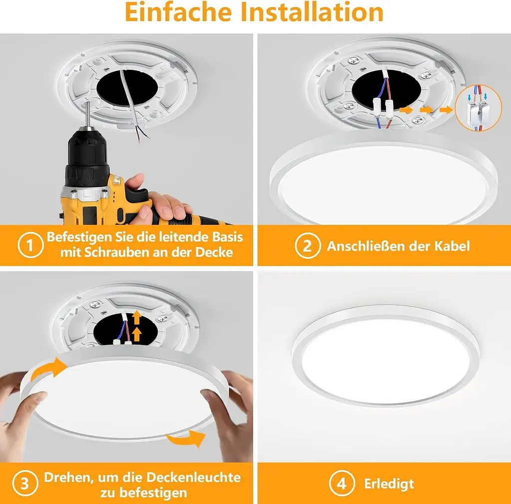 Стельовий LED світильник 18W 3000K IP44 Ø22 см WarmLight - фото 3