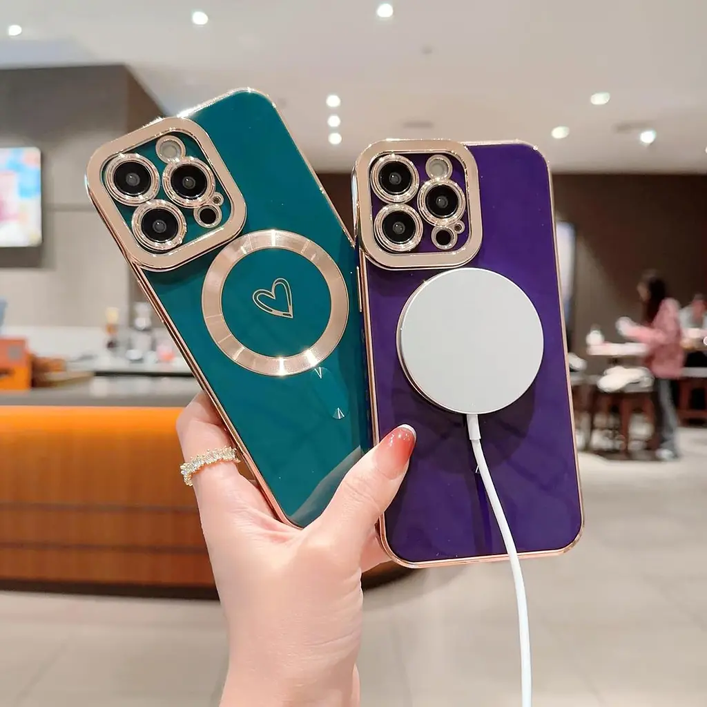 HZLFCZL Магнітний чохол для iPhone 14 Pro Max, сумісний з чохлом для мобільного телефону Magsafe Cute Heart Girl - фото 4