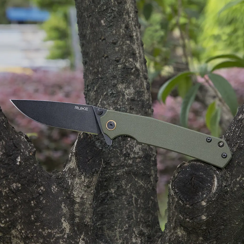 Нож складной туристический Ruike P801-G, (8.6 см) 14C28N/G10 оливковый - фото 35