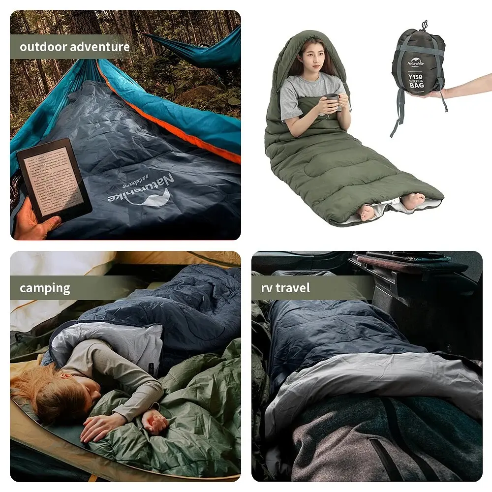 Спальник Naturehike Y150L (NH21MSD08) +11°C - левый - темно-зеленый - фото 7