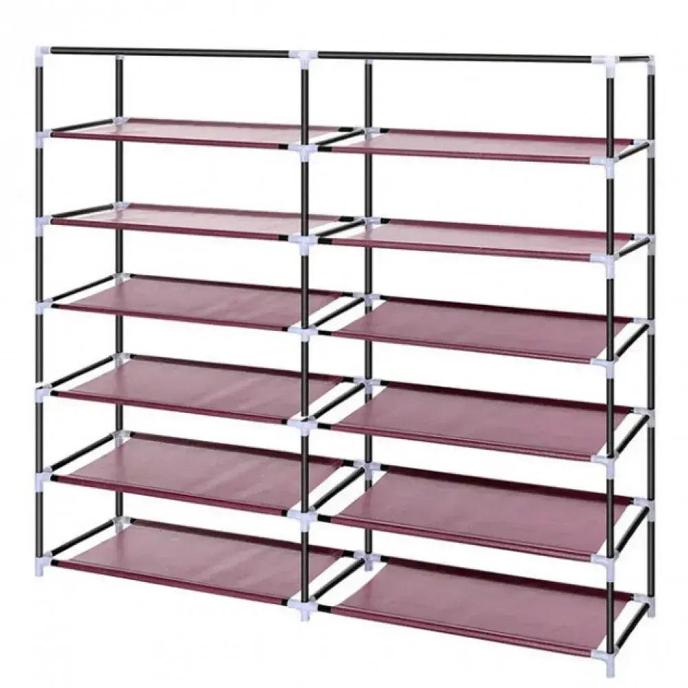 Бордова тканинна шафа для зберігання взуття Shoe Cabinet 118х30х120 см - фото 6