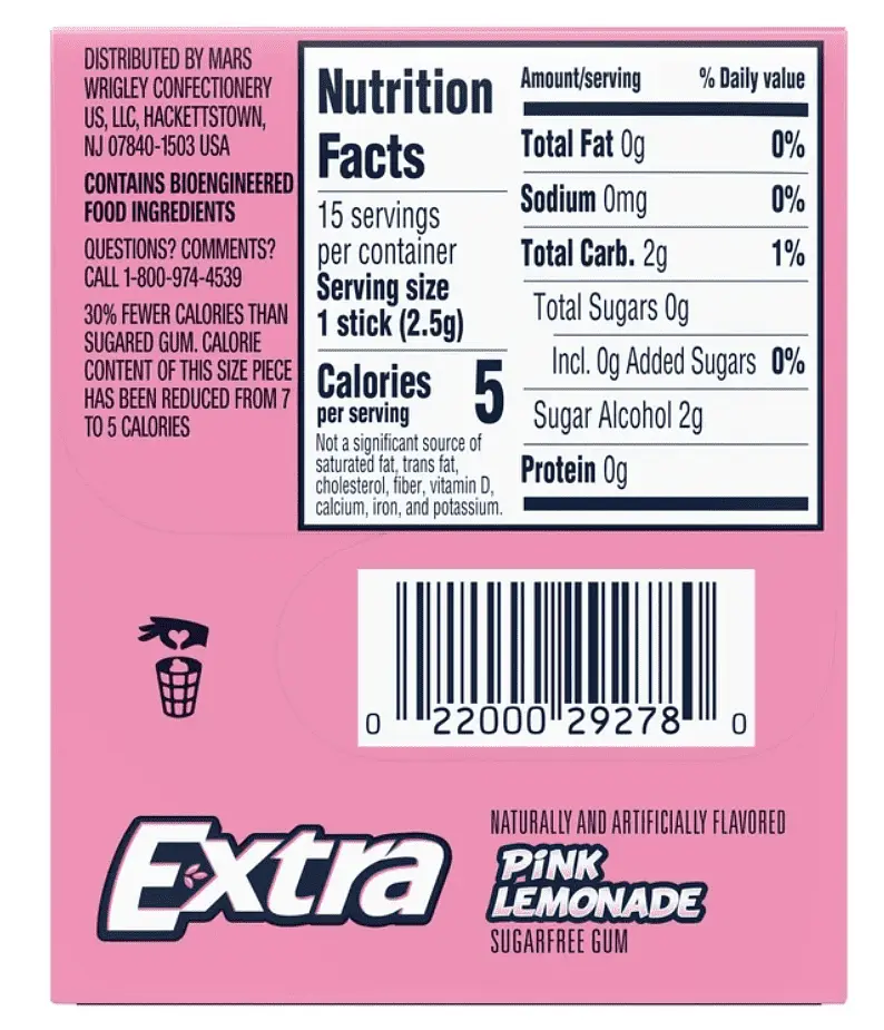 Жувальна гумка Extra Pink Lemonade Sugar Free Chewing Gum 15 стіків - фото 6