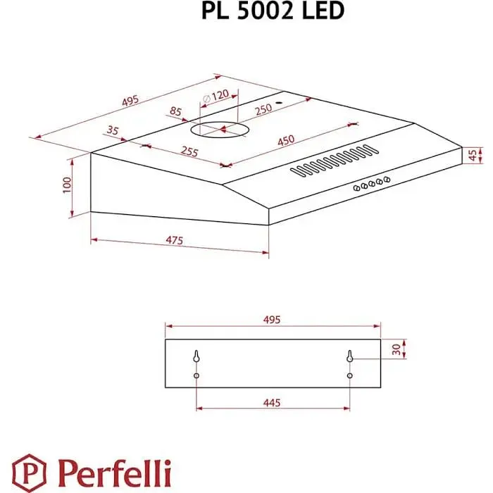 Витяжка пласка Perfelli PL 5002 W LED - фото 9