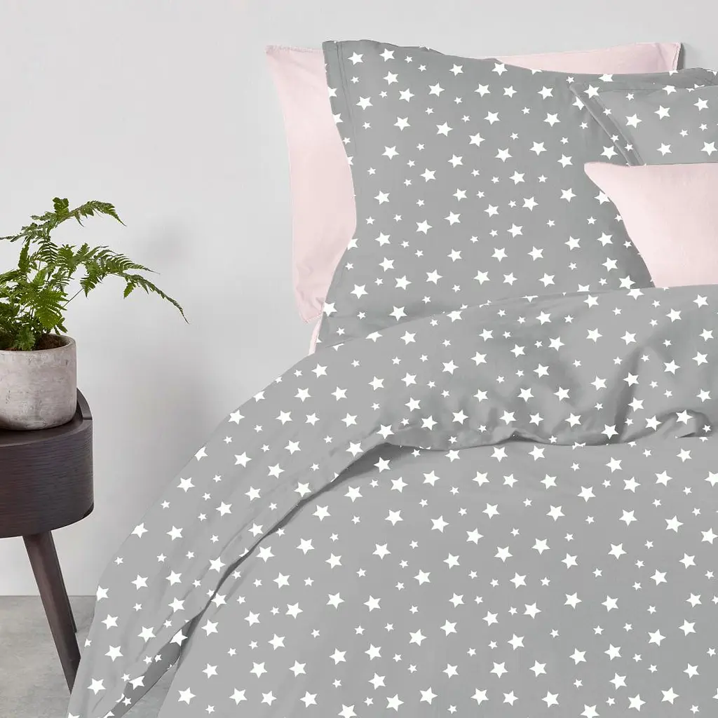 Комплект постільної білизни Cosas євро з простирадлом на резинці GREY STARS 200 x 220 см (StarGW_El-Rose_200) - фото 2
