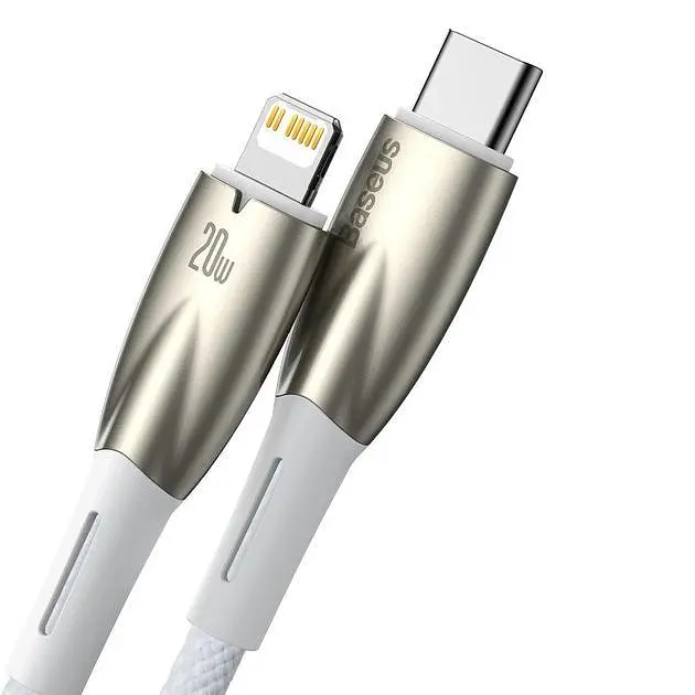 Кабель Baseus Glimmer Series Fast Charging USB-C to Lightning 2m White (CADH000102) - фото 2