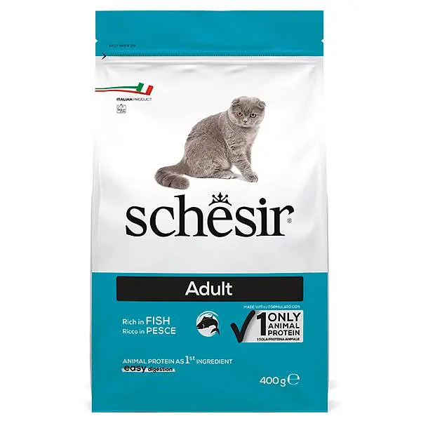 Сухий монопротеїновий корм для котів Schesir Cat Adult Chicken Шезір з рибою 400 г (ШКВР0.4)