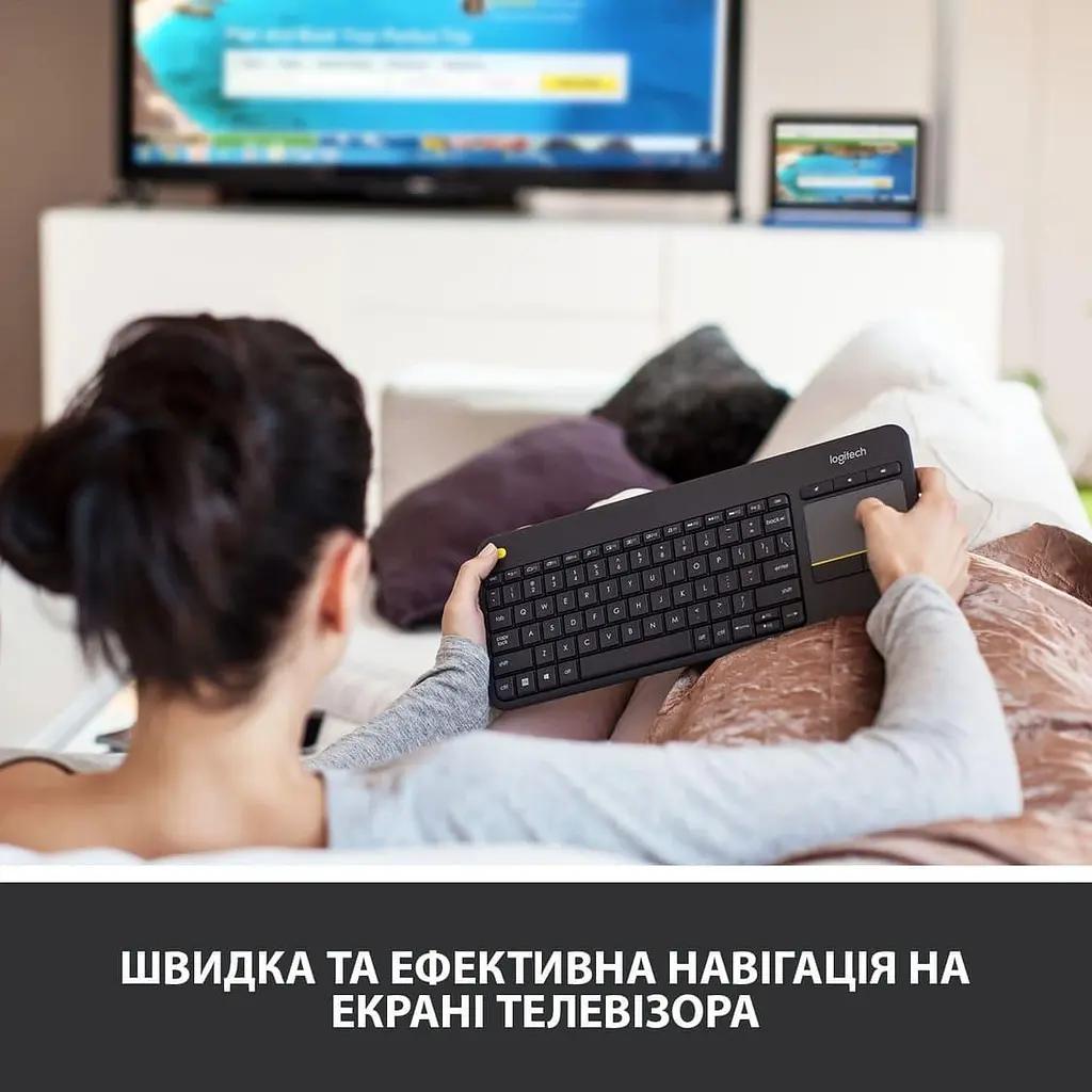 Клавіатура Logitech K400 Plus Wireless Touch Black (920-007145) - фото 2
