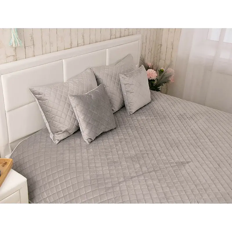 Покривало Руно двостороннє декоративне Velour сіре ромб 180х220 см - фото 2
