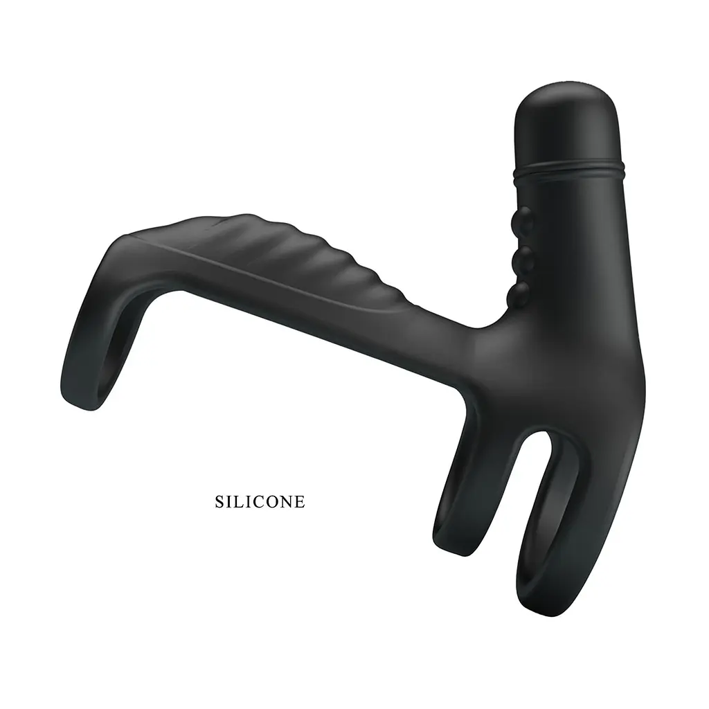 Насадка на пеніс з вібрацією Pretty Love Vibrating Penis Sling 11.5 см чорний - фото 4