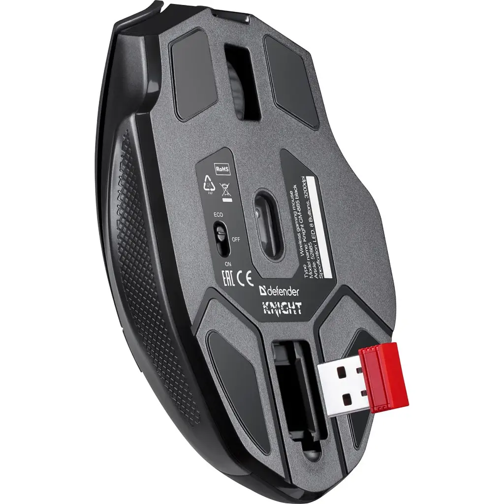 Комп'ютерна мишка Defender Knight GM-885 бездротова ігрова 8кн. 3200 dpi. 400 mAh чорна (52885) - фото 3