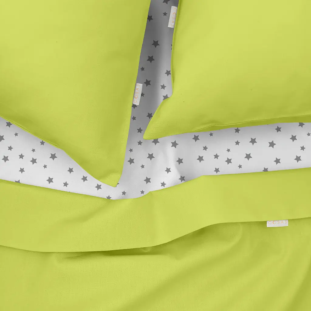 Комплект постільної білизни Cosas сімейний LIME CS3 2 x 160 x 220 см (Ranfors70_Lime_StarGrey_160x2) - фото 3