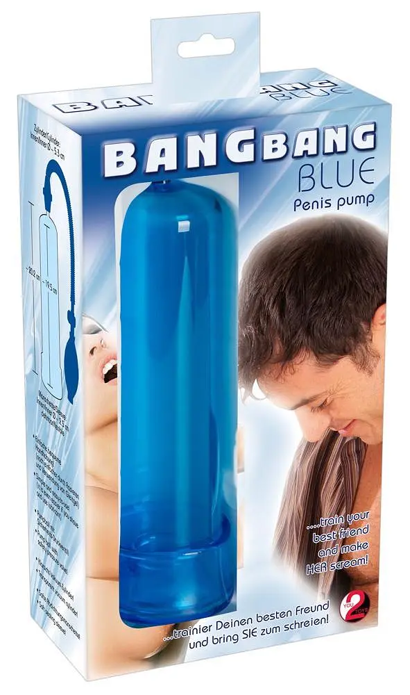 Вакуумна помпа Bang Bang Penis Pump, 20 см (блакитний) - фото 5