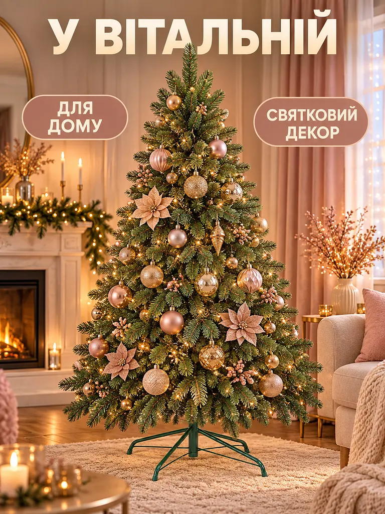 Лита штучна ялинка ЕЗ15 Говерла 150 см на металевій підставці, зелена (49676475) - фото 8