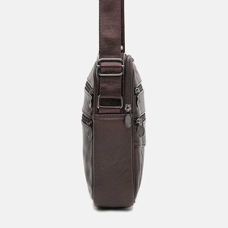 Чоловіча сумка Borsa Leather K12314br 23x19x7 см Коричневий (40175) - фото 4