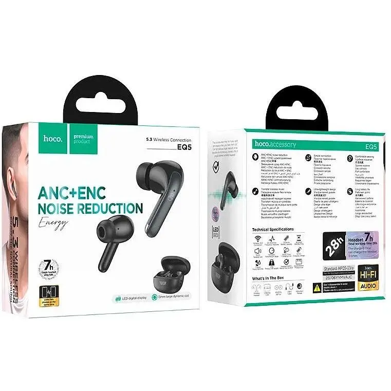 Наушники Hoco Energy true wireless ANC+ENC noise reduction BT headset EQ5 черные - фото 3