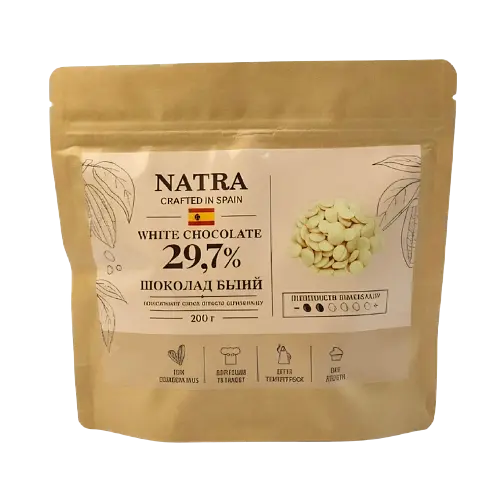 Шоколад білий 29,7% Natra Cacao, дропси 200 г