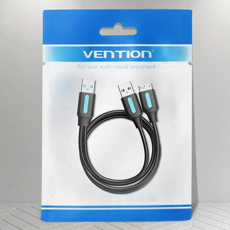 Кабель Vention USB 3.0 A Male to Micro-B Male Cable with USB Power Supply PVC Type 0.5m Black (CQPBD) - фото 10