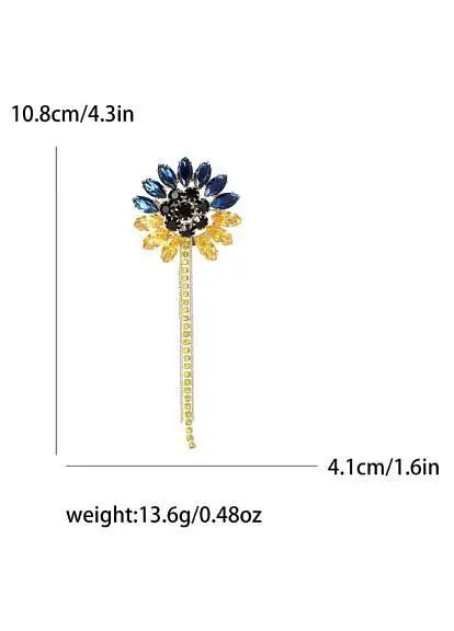 Брошь Подсолнух со стразами брошь-булавка символ Украины желто-голубая - фото 2